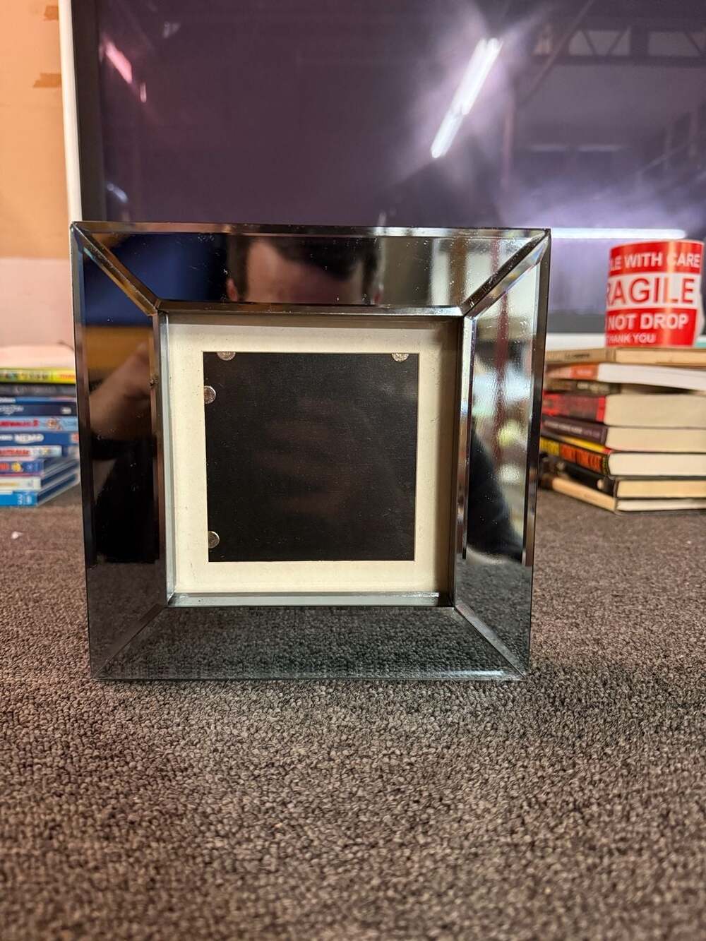 Beveled Mirrored Photo Frame Silver Trim